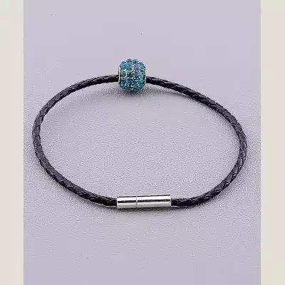 🏷️️ Браслет на магнітній застібці Фіаніт 20 см екошкіра F-63600