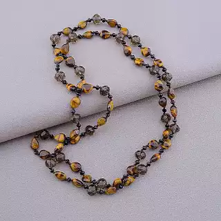 Намисто Тигрове око, Чеський кришталь 96 см