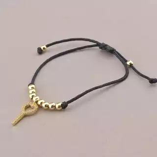 Браслет регульований Xuping Фіаніт 17 см (позолота 18к) шнурок