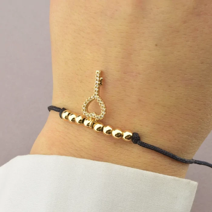 🏷️️ Браслет регульований Xuping Фіаніт 17 см (позолота 18к) шнурок ss_65289