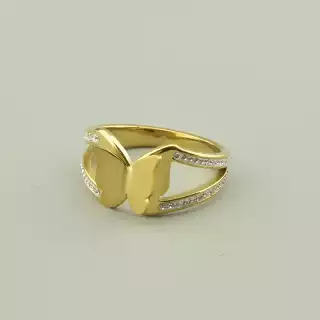 Каблучка медична сталь метелик Xuping Фіаніт (позолота 18к лимонна)