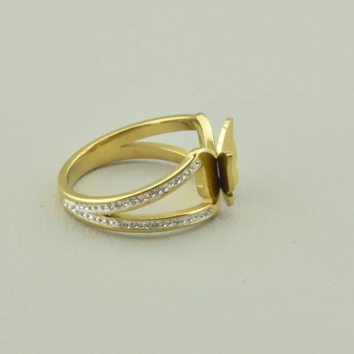 🏷️️ Каблучка медична сталь метелик Xuping Фіаніт (позолота 18к лимонна) ss_94321