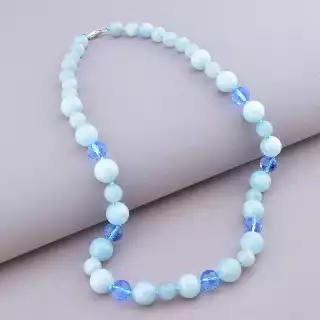 Намисто Аквамарин, Чеський кришталь 50 см.