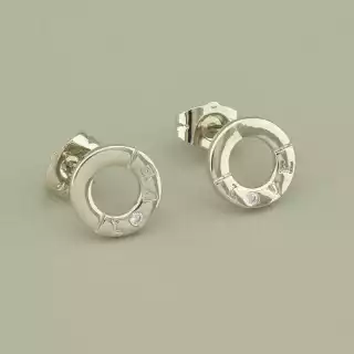 Сережки круглі пусети Xuping Фіаніт (родій)