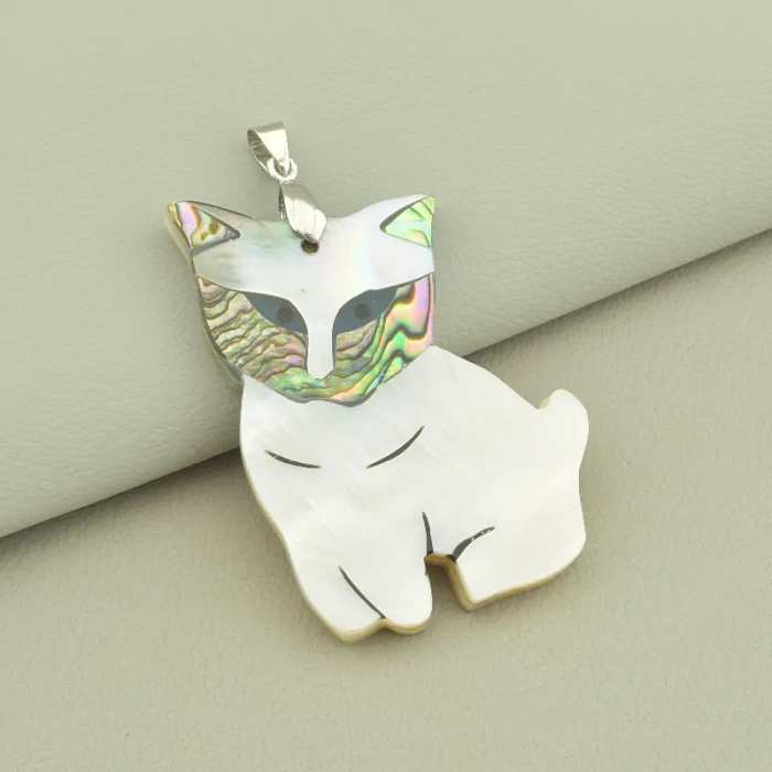 🏷️️ Кулон кіт перламутр 50x35мм. ss_103783