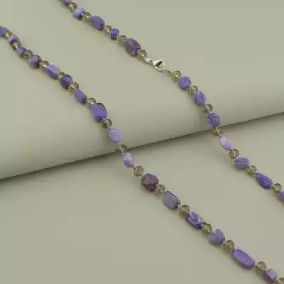 🏷️️ Намисто Чароїт, Чеський кришталь 142 см. F-97360