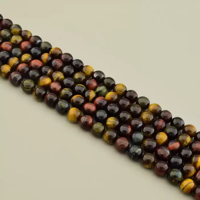 🏷️️ Намистини Тигрове око, Бичаче око, Соколине око 38 см 8.5 мм. (без застібки) ss_105541