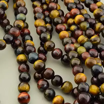 🏷️️ Намистини Тигрове око, Бичаче око, Соколине око 38 см 8.5 мм. (без застібки) F-105541