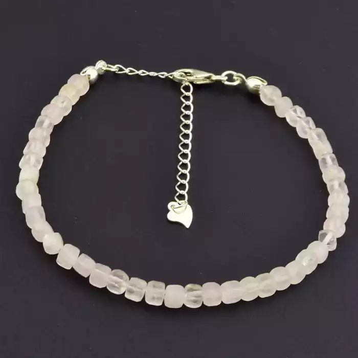 🏷️️ Браслет на карабіні Рожевий кварц срібло (925) 18 см F-105845