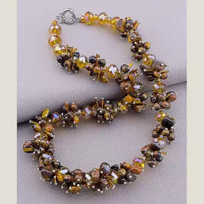 Намисто пряжка Тигрове око, Чеський кришталь 50 см