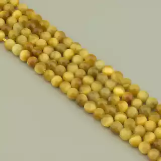 Намистини Котяче око 38 см. 6,5 мм. на нитці (натуральне каміння, без застібки)