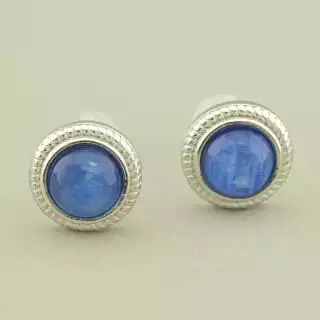 Сережки круглі пусети Кианит 9х9 (срібло 925 проба)