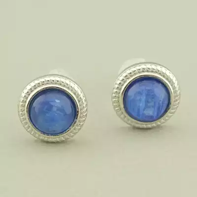 Сережки круглі пусети Кианит 9х9 (срібло 925 проба)