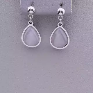 Сережки пусети Stainless Steel Рожевий кварц