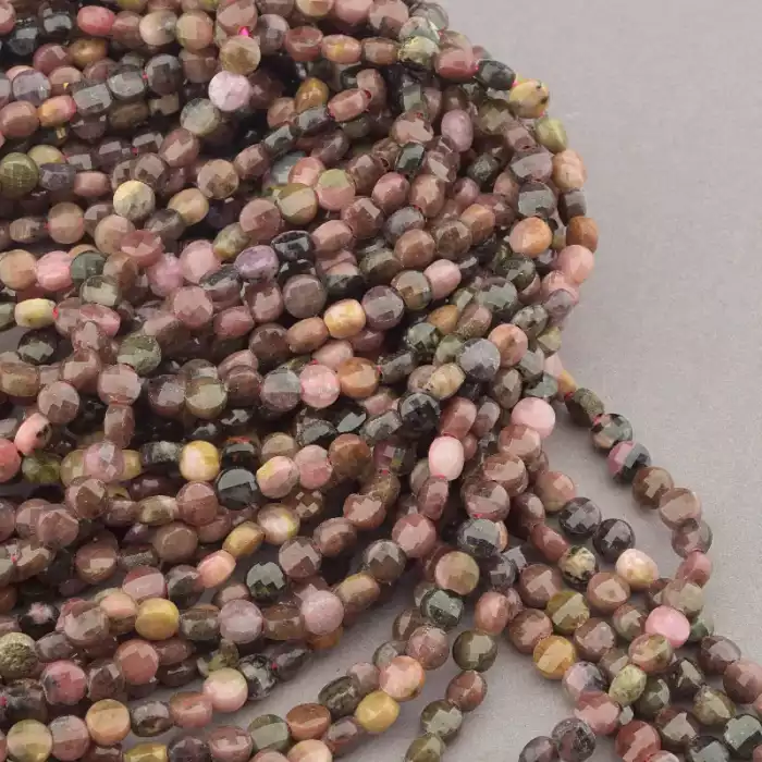 🏷️️ Намистини Родонит 39 см на нитці (натуральне каміння, без застібки) грановані ss_83758