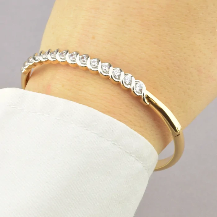 🏷️️ Браслет шарнірний Фіаніт Xuping (позолота/родій) ss_64533