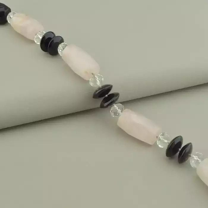 🏷️️ Намисто Рожевий кварц, Агат, Чеський кришталь 52 см ss_54372