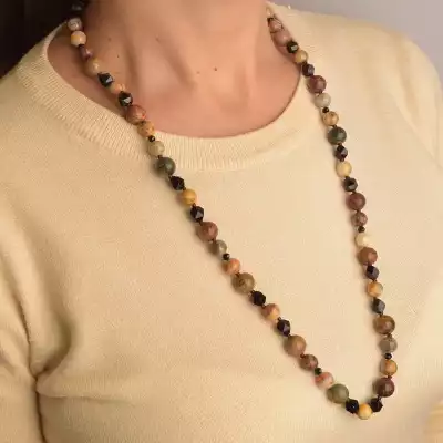 🏷️️ Намисто Яшма, Агат 68 см. F-94436