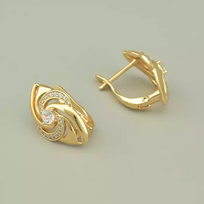 🏷️️ Сережки класичні на англійській застібці Xuping Фіаніт (позолота 18к) ss_95547