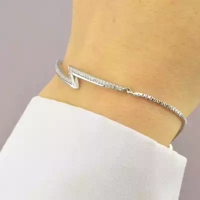 🏷️️ Браслет регульований Saiya Фіаніт 17 см. (родій) F-95663