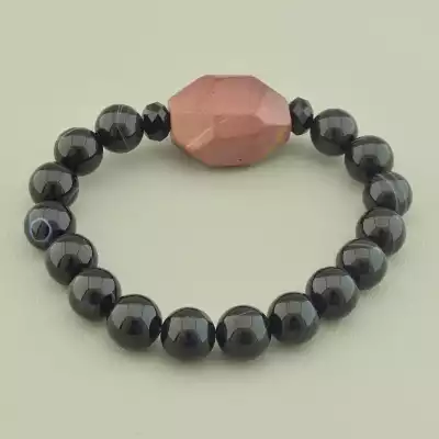 🏷️️ Браслет резинка Агат, Чеський кришталь, Яшма 18 см. F-97661