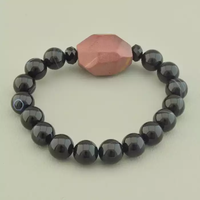 🏷️️ Браслет резинка Агат, Чеський кришталь, Яшма 18 см. ss_97661