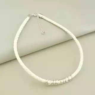 Підвіска Fashion Versace (46 см, карабін, білий, срібний, мідний сплав, еко шкіра)