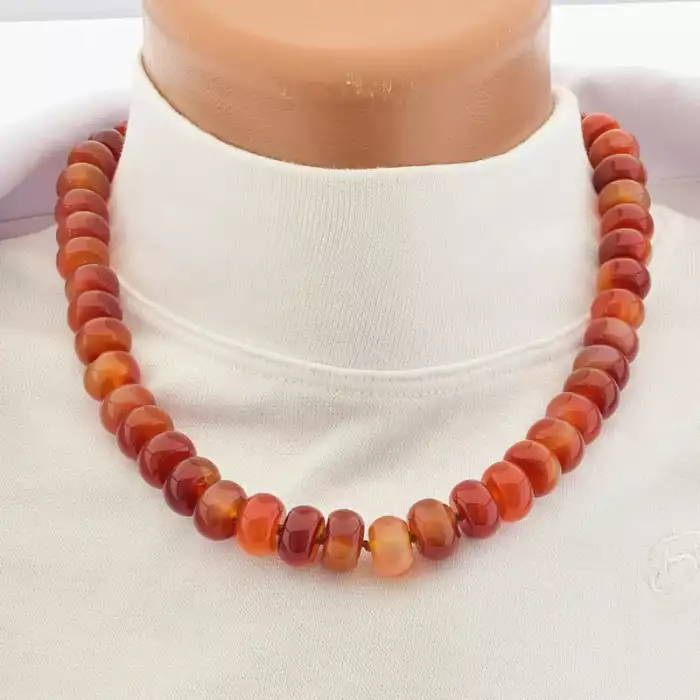 🏷️️ Намисто сердолік (43 см, карабін, сталь, коричневий, срібний) ss_105131