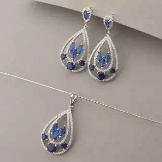 Сережки + Кулон Фіаніт Xuping (родій)