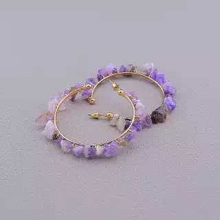 Сережки пусети Stainless Steel Аметист