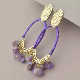 Сережки пусети Stainless Steel Аметист, Чеський кришталь