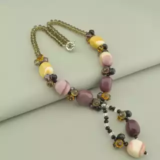 Намисто Яшма, Чеський кришталь 50 см