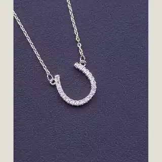 Підвіска підкова Фіаніт 40 см (срібло)