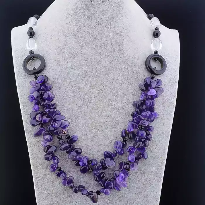 🏷️️ Намисто Аметист, Гірський кришталь, Агат 70 см ss_65727