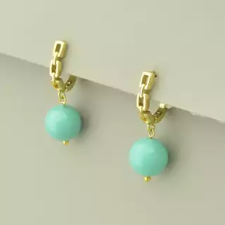 Сережки з англійським замком шарики Майорка (позолота 18к лимонна)