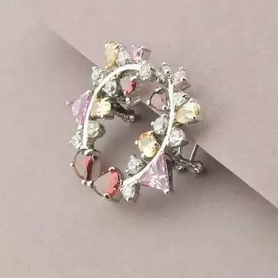 🏷️️ Підвіска + Сережки Фіаніт 46 см. (родій) F-94088