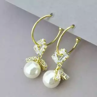 Сережки пусети Xuping Фіаніт (позолота 18к лимонна)