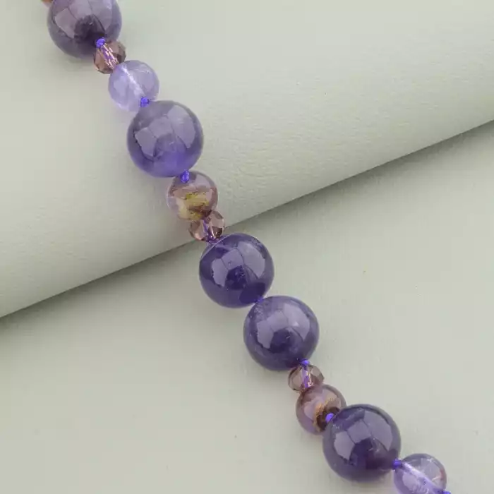 🏷️️ Намисто Аметист, Чеський кришталь 48 см. ss_94537