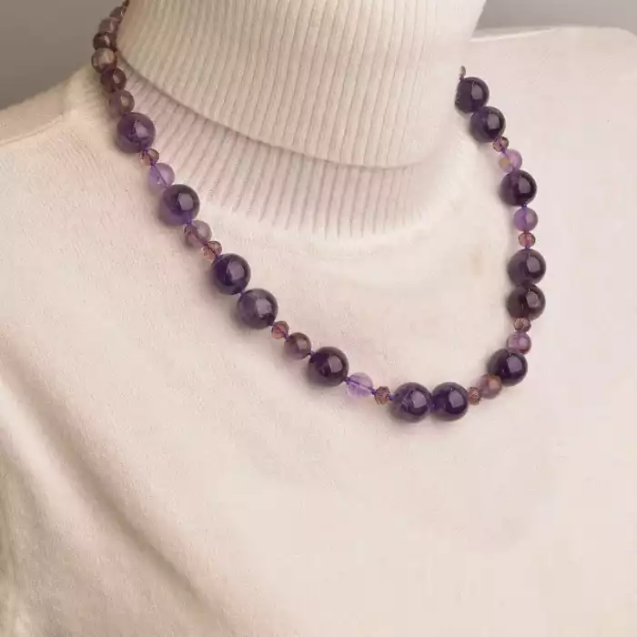 🏷️️ Намисто Аметист, Чеський кришталь 48 см. ss_94537