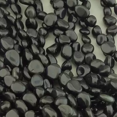 🏷️️ Намистини Обсидіан 40 см. на нитці (натуральне каміння, без застібки) F-102645