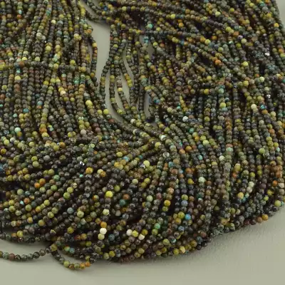 🏷️️ Намистини Хрізокола 38 см. 2мм. на нитці (натуральне каміння, без застібки) F-102851