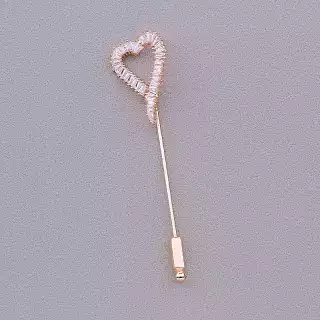 Брошка голка серце FJ Фіаніт (позолота 18к)