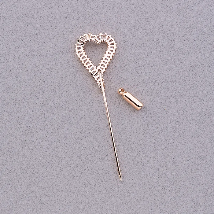 🏷️️ Брошка голка серце FJ Фіаніт (позолота 18к) ss_67440