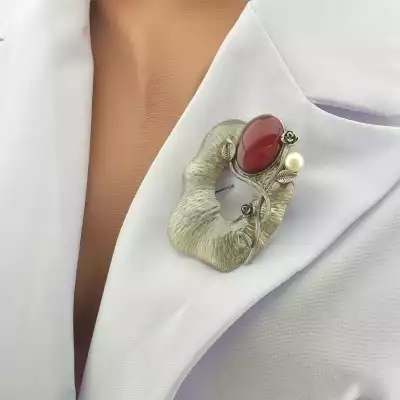 🏷️️ Брошка гілка Агат, Майорка F-104219