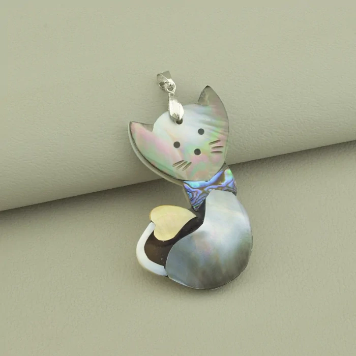 🏷️️ Кулон кіт перламутр 55x30мм. ss_104319