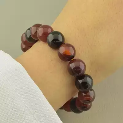 🏷️️ Браслет резинка з сердоліком кулька (17 см, коричневий, на гумці) F-104729