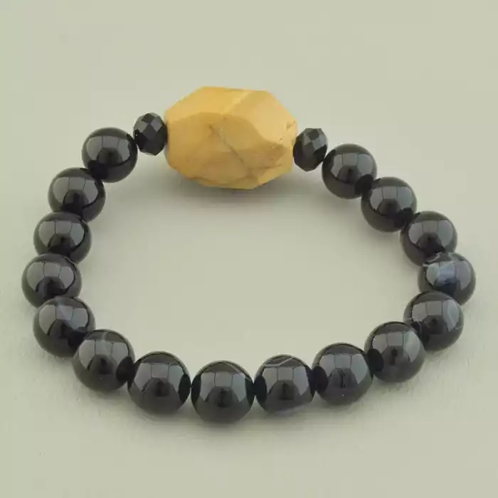 🏷️️ Браслет резинка Агат, Чеський кришталь, Яшма 18 см. ss_97662