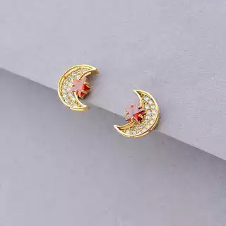 Сережки пусети Xuping Фіаніт (позолота 18к)