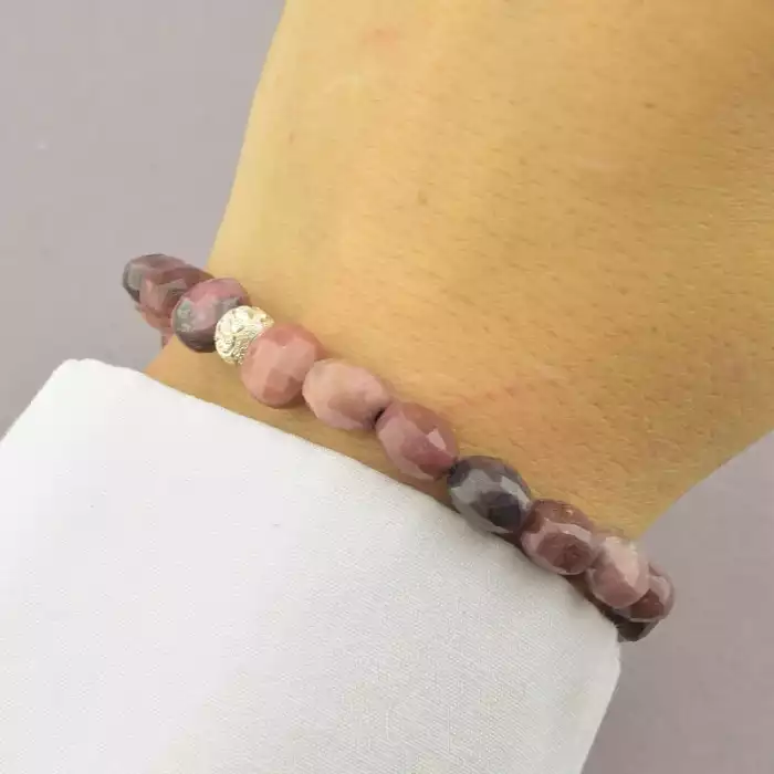 🏷️️ Браслет резинка Родонит 19 см. (срібло 990 проба) ss_91165