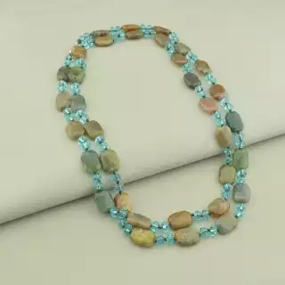 Намисто Яшма, Чеський кришталь 120 см.